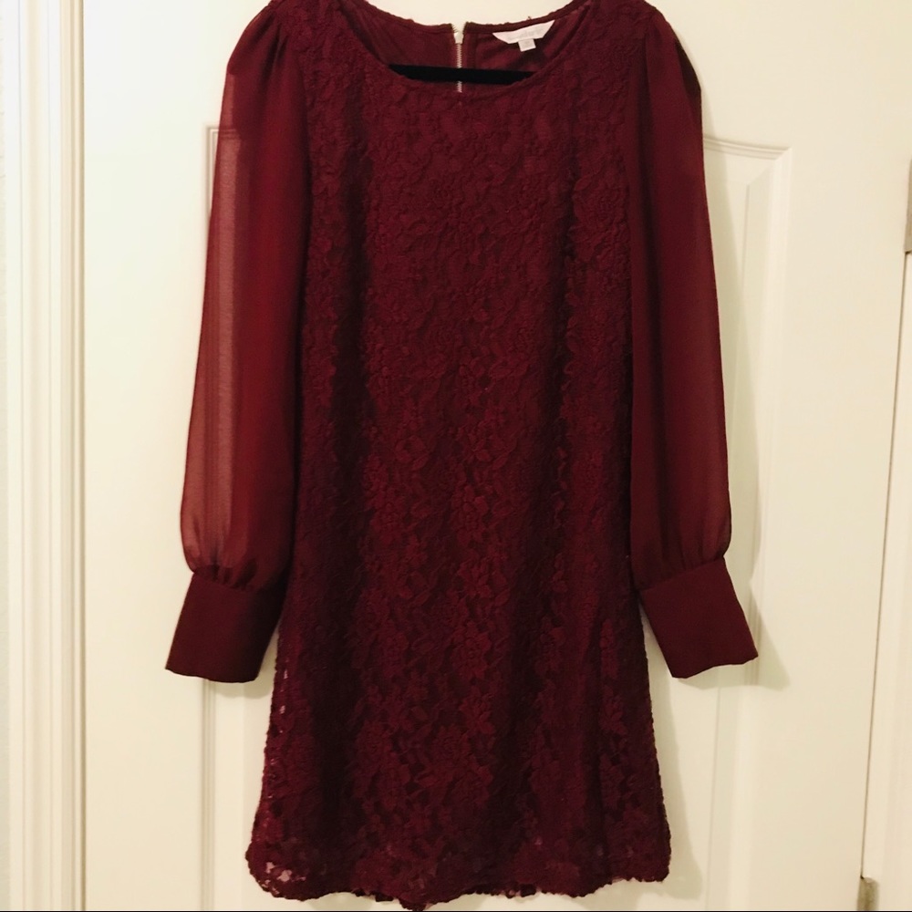 Charming  Charlie’s burgundy lace dress